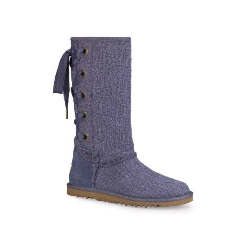 UGG Heirloom Lace Up Boots Purple Periwinkle Women's Sz 7 Boho Winter 1000693